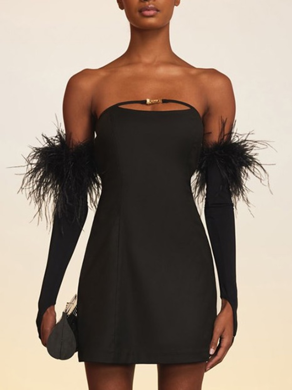CULT GAIA Brand new Gaias Feather Embellished Jersey Gloves. M/L size. Like New!